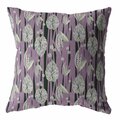 Homeroots 20 in. Lavender & Black Fall Leaves Indoor & Outdoor Throw Pillow Pink & White 412673